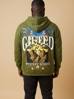 NWT GFTD LA Unisex Olive Green Men's Gifted Mystery School Graphic Hoodie - M